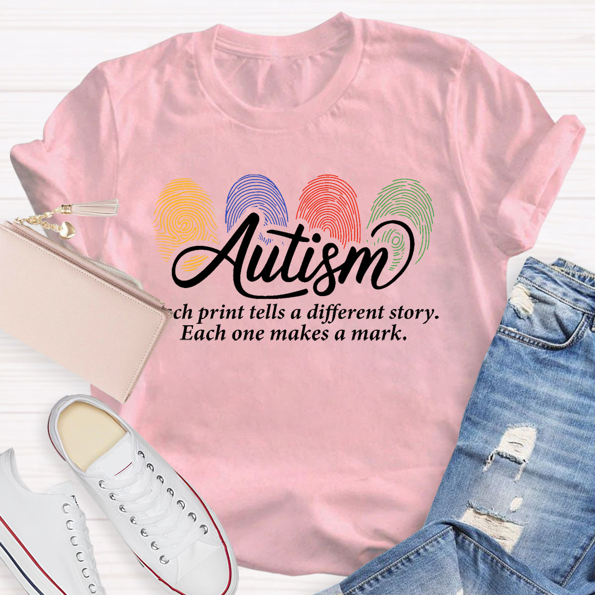 Autism Each One Makes A Mark Teacher T-Shirt