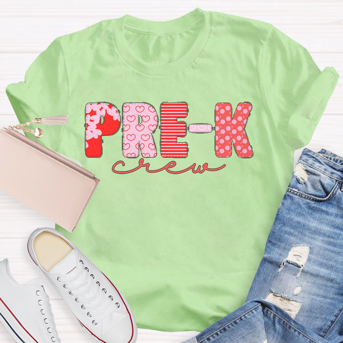 Valentine's Pre-K Crew Teacher T-Shirt