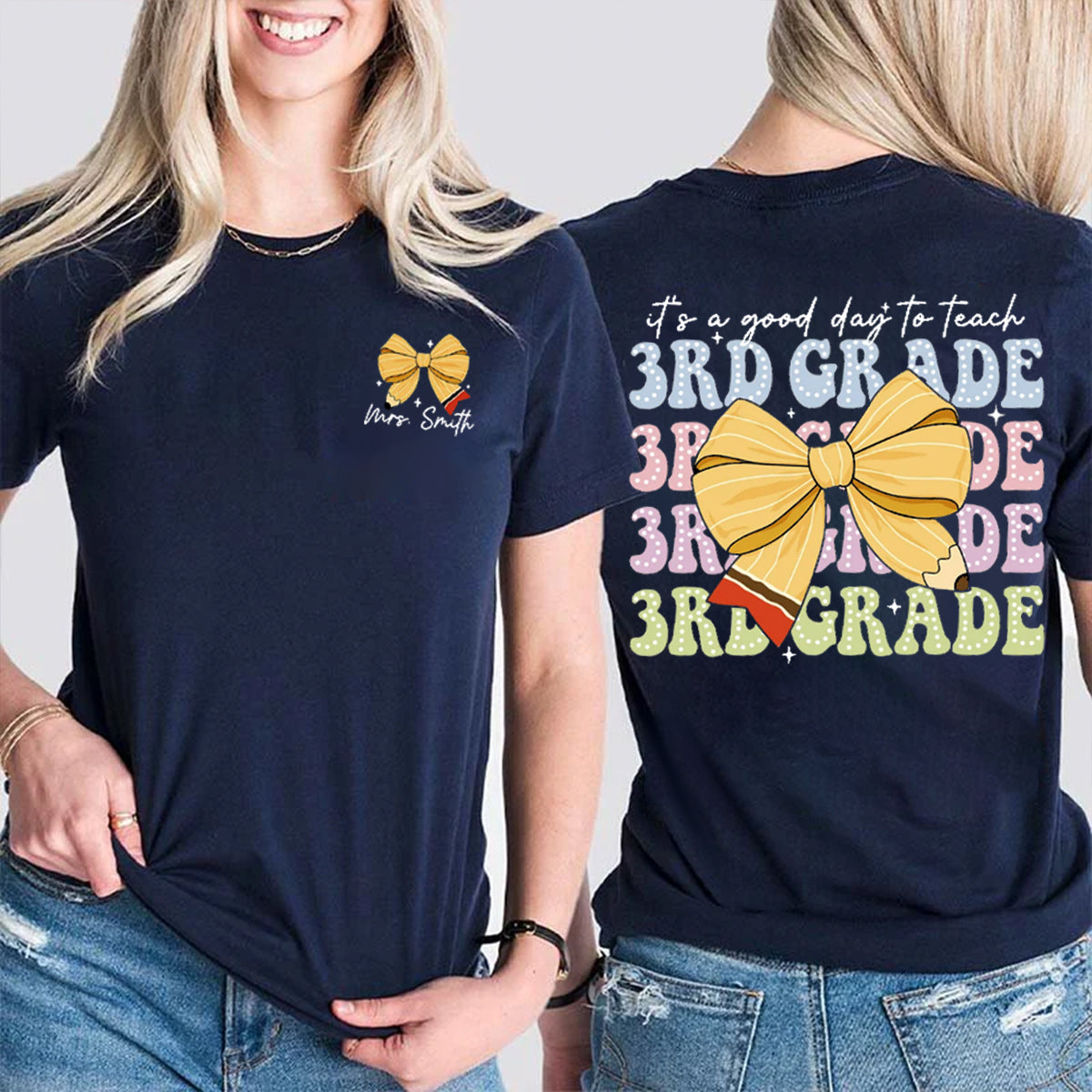 Personalized Name And Grade It's A Good To Teach 3rd Grade Double Printed T-shirt