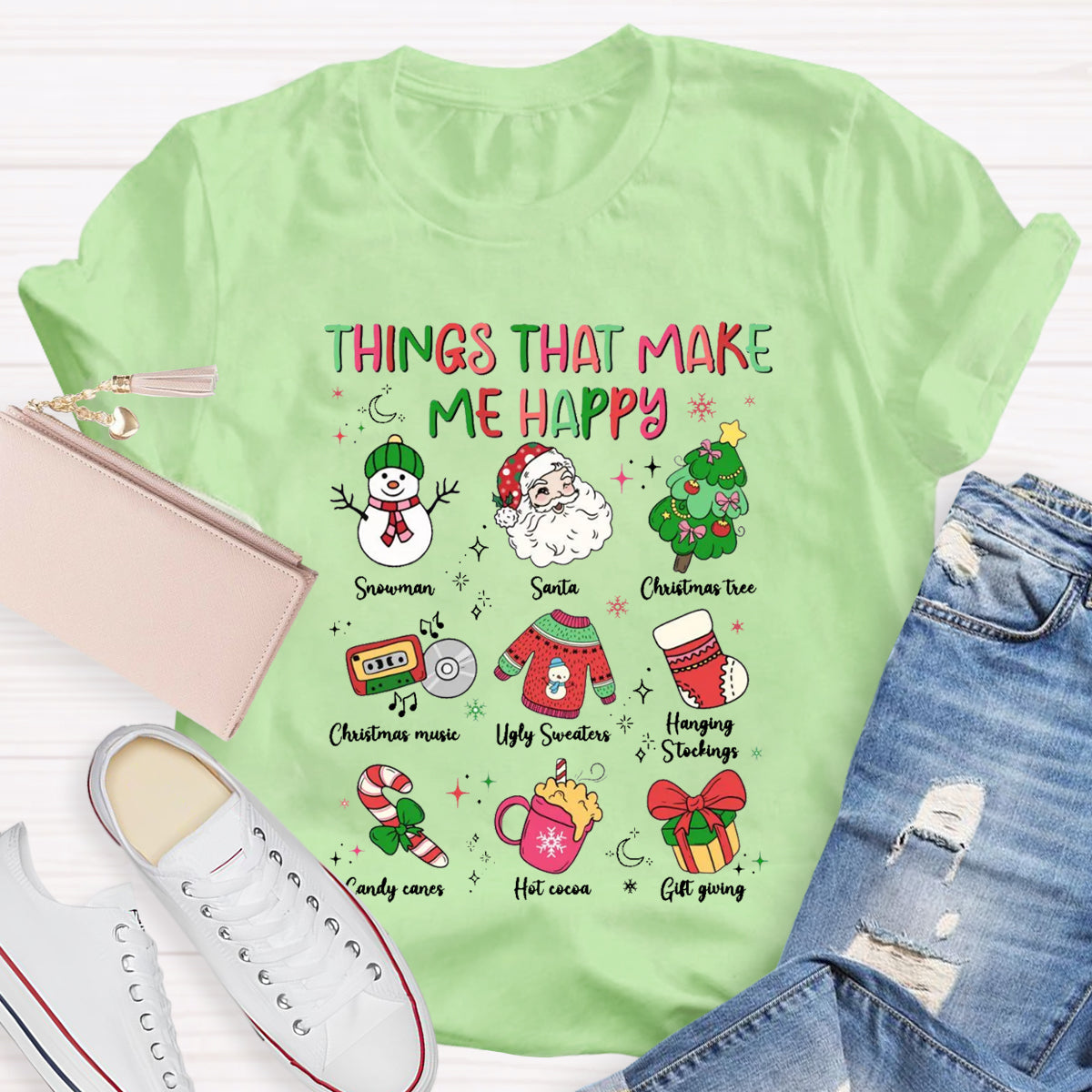 Things That Make Me Happy Snowman Christmas Tree T-Shirt