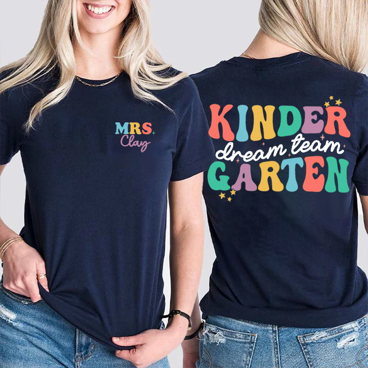 Personalized Name And Grade Dream Team Double Printed T-shirt