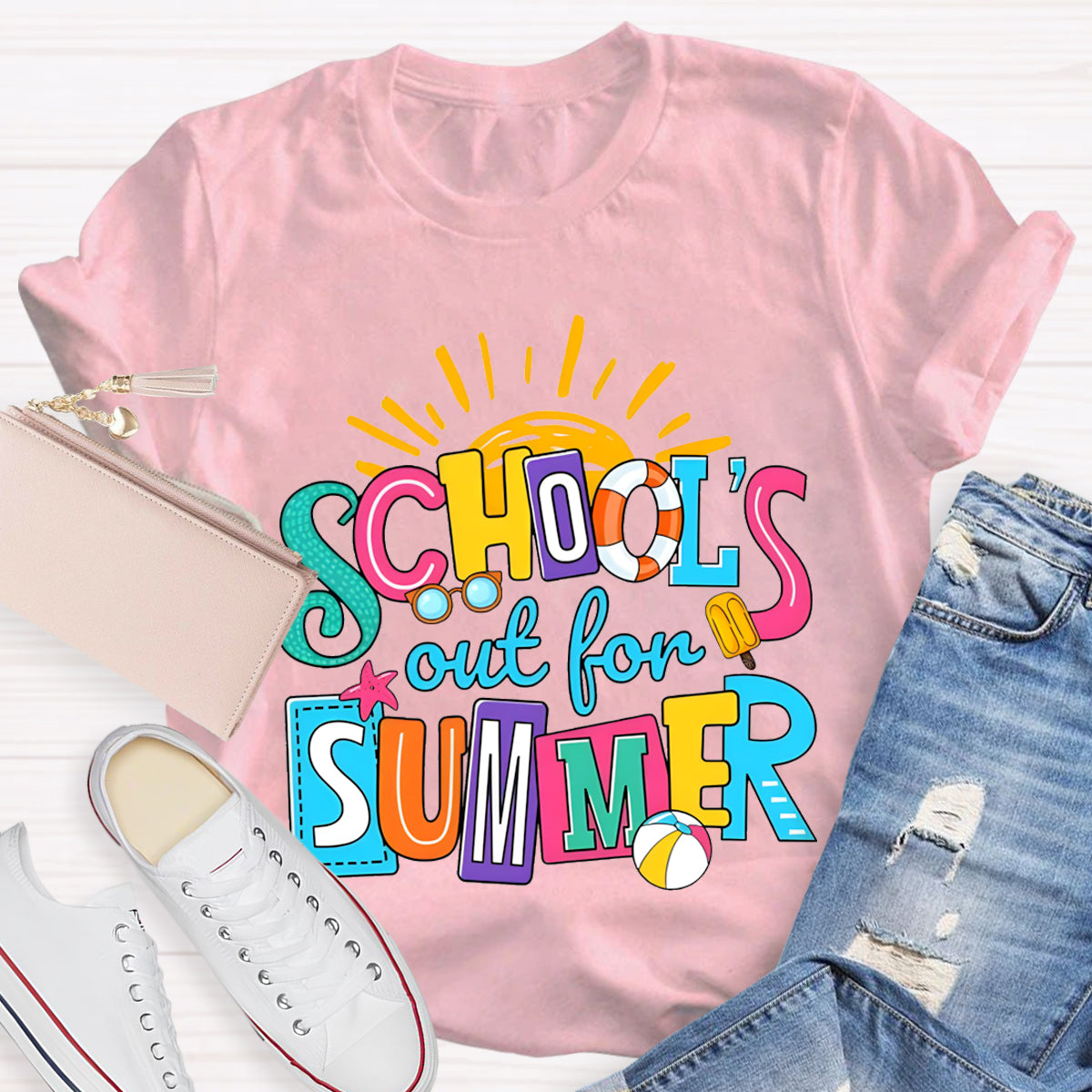 Schools Out For Summer Sun Teacher T-Shirt