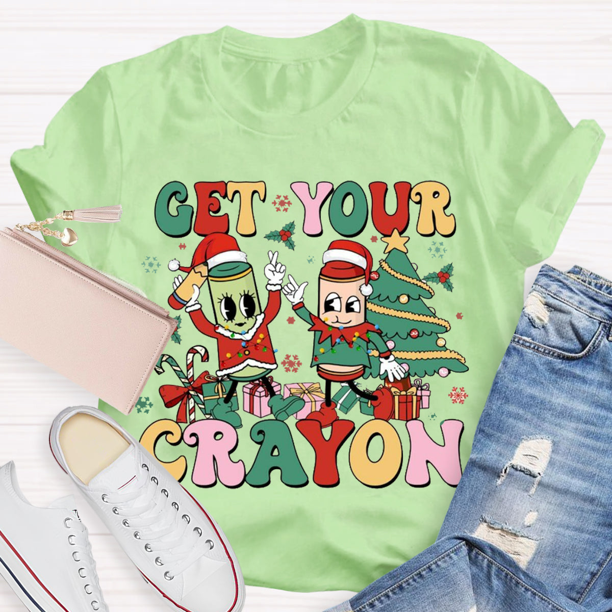 Christmas Get Your Crayon Art Teacher T-Shirt