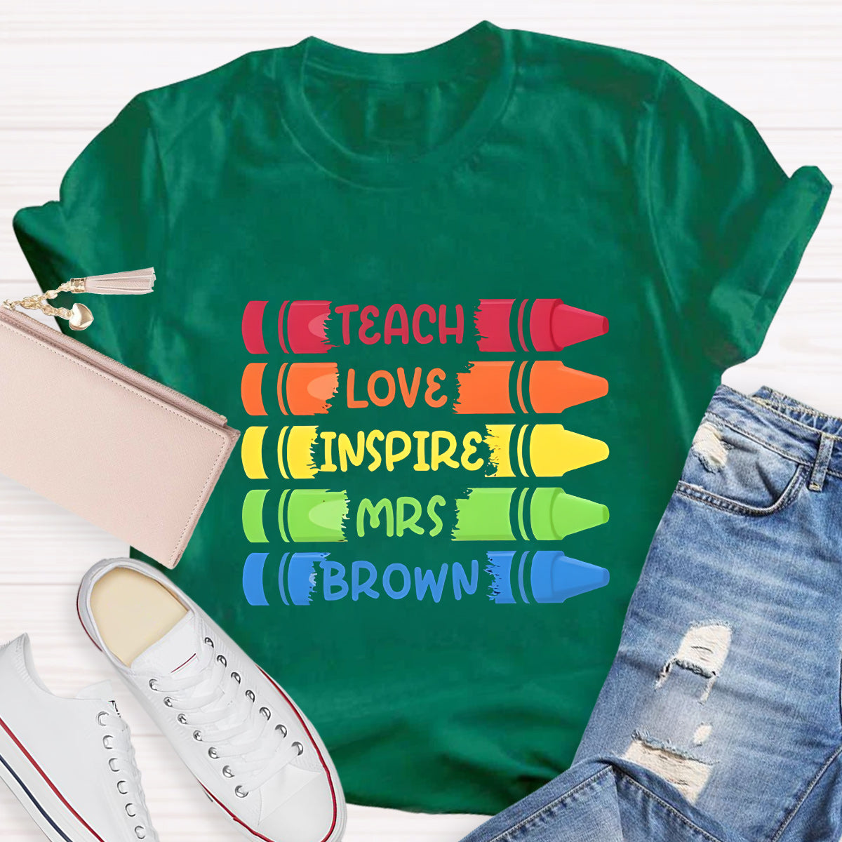 Personalized Name Teach Love Teacher T-Shirt