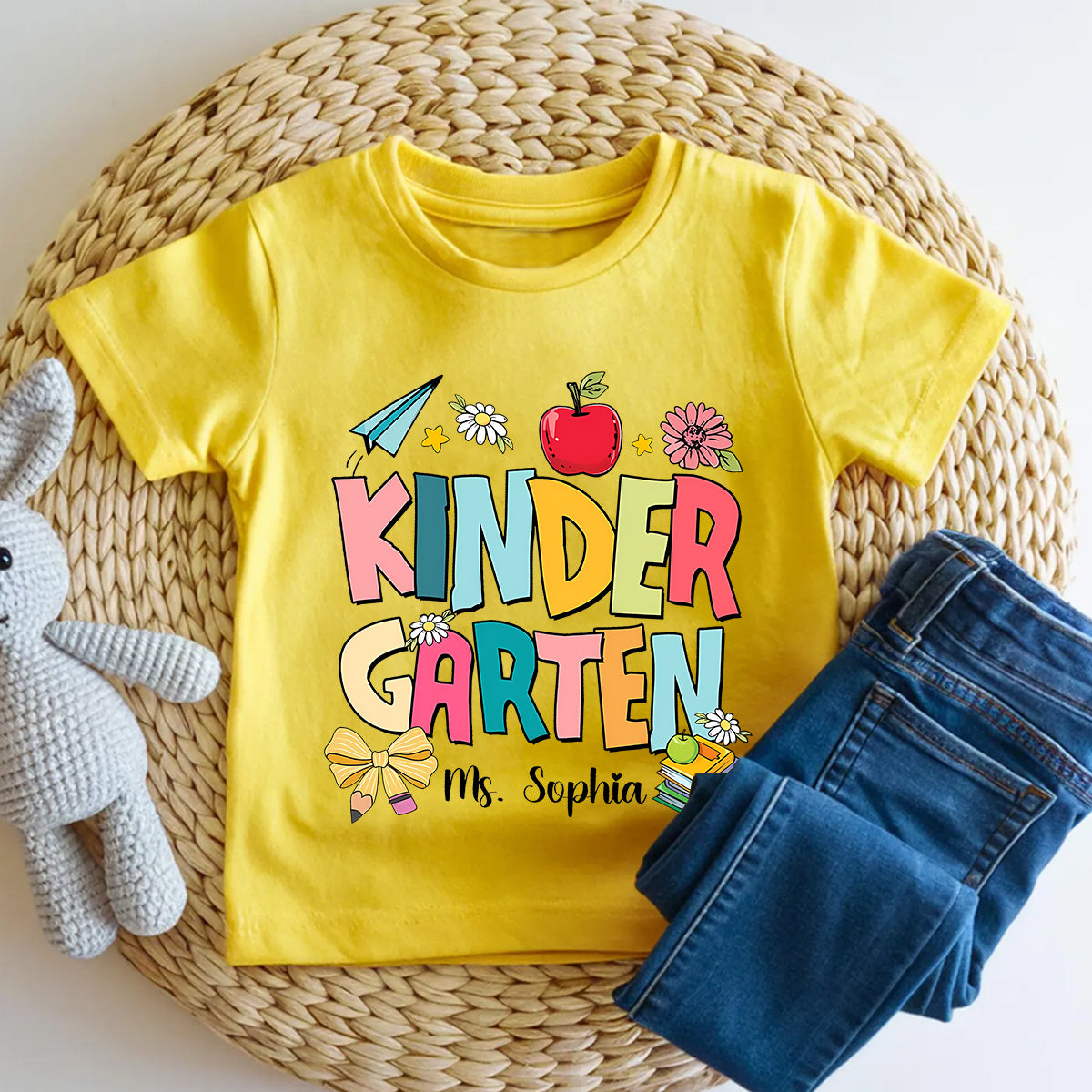 Personalized Name And Grade Kindergarten Hearts Vibes Toddler T-shirts