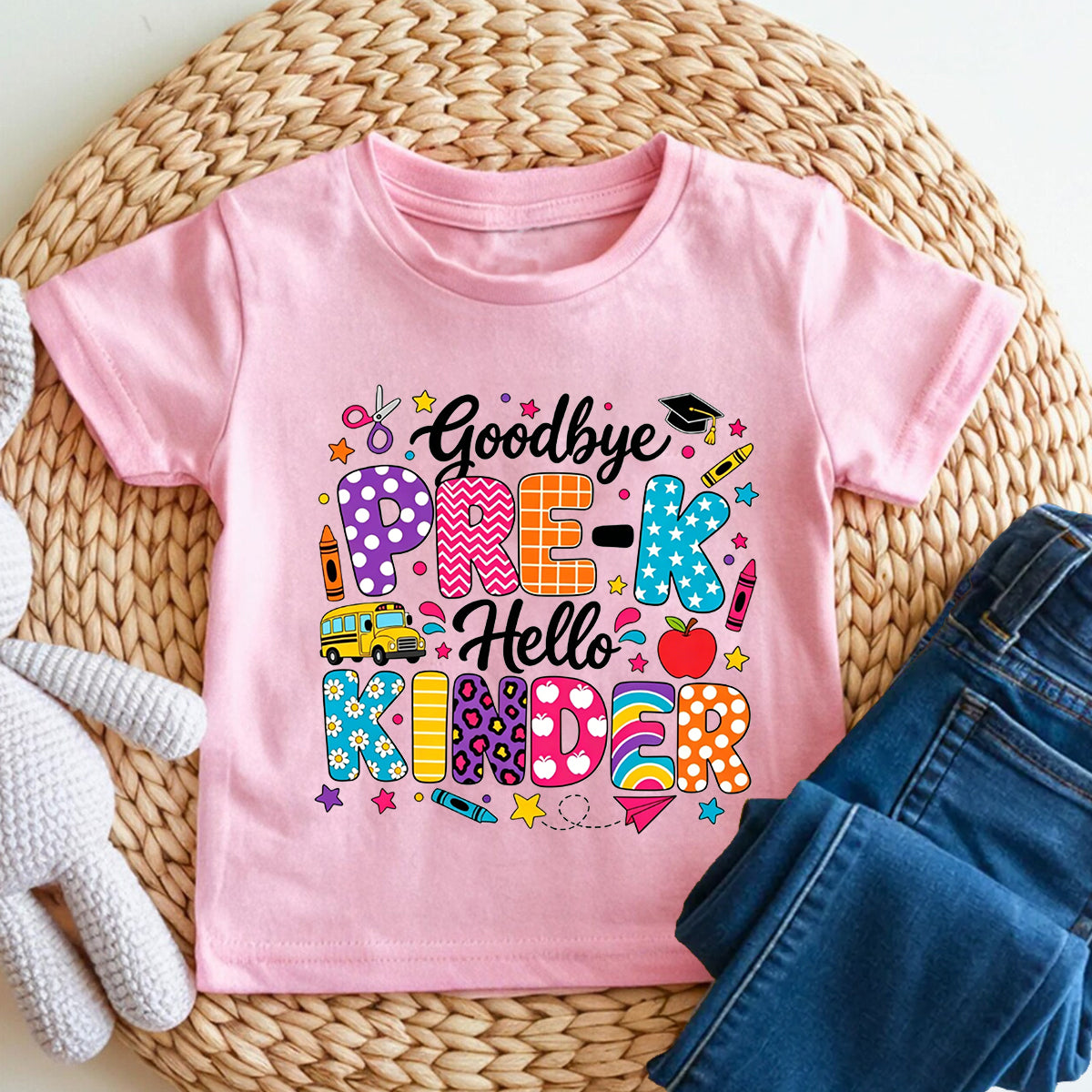Personalized Grade Goodbye Pre-K Hello Kinder Toddler T-shirts