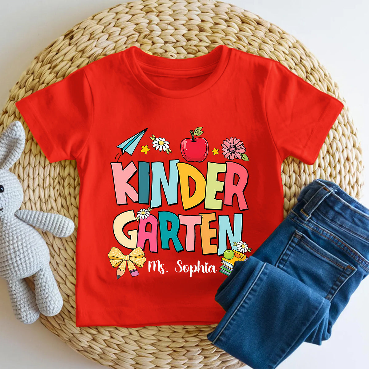 Personalized Name And Grade Kindergarten Hearts Vibes Toddler T-shirts