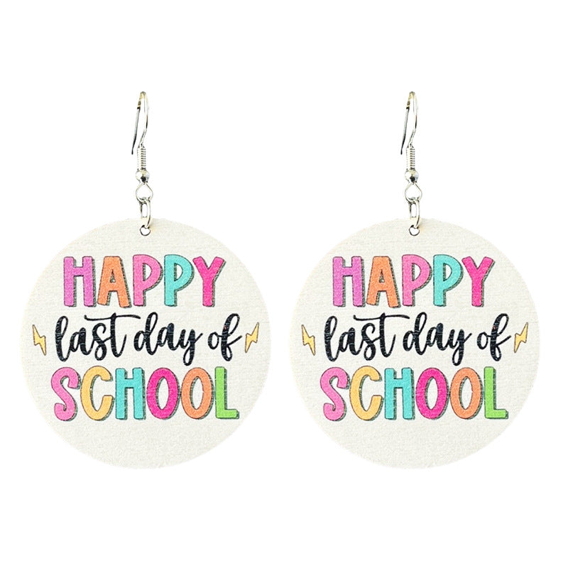 Teacher'S Last Day Teast Day Wooden Earrings