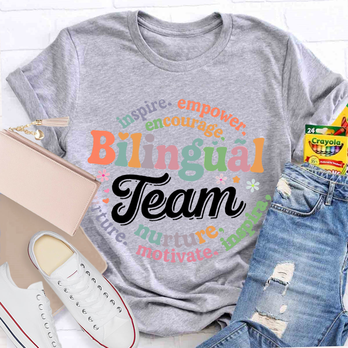Bilingual Team Inspire Empower Encourage Nurture Motivate T-shirt