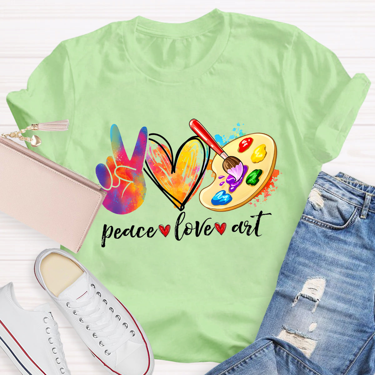 Peace Love Art Teacher T-Shirt