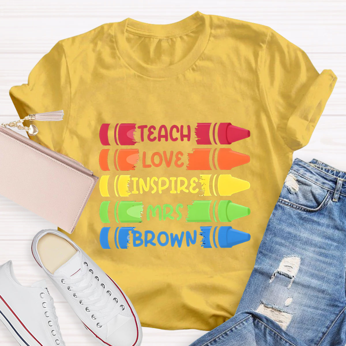Personalized Name Teach Love Teacher T-Shirt