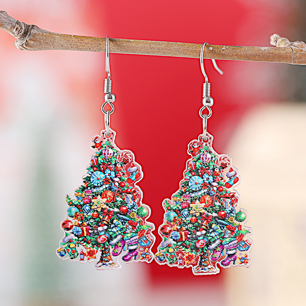 Gift Box Candy Lights Christmas Tree Pendant Earrings