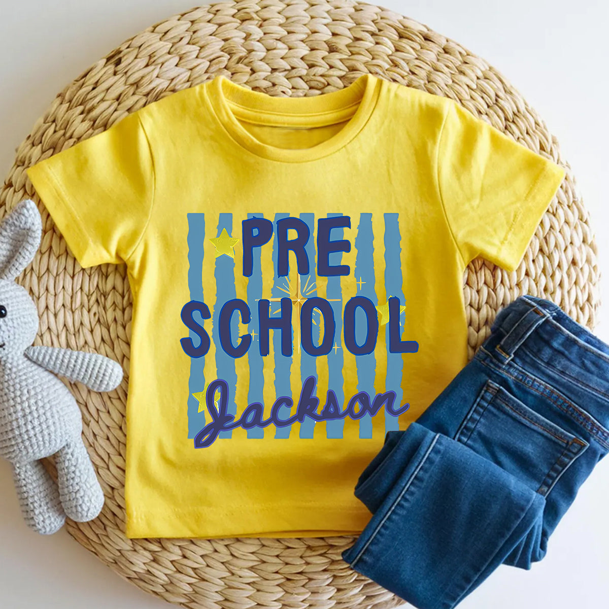 Personalized Name And Grade Preschool Bright Stars Bright School Days Toddler T-shirts