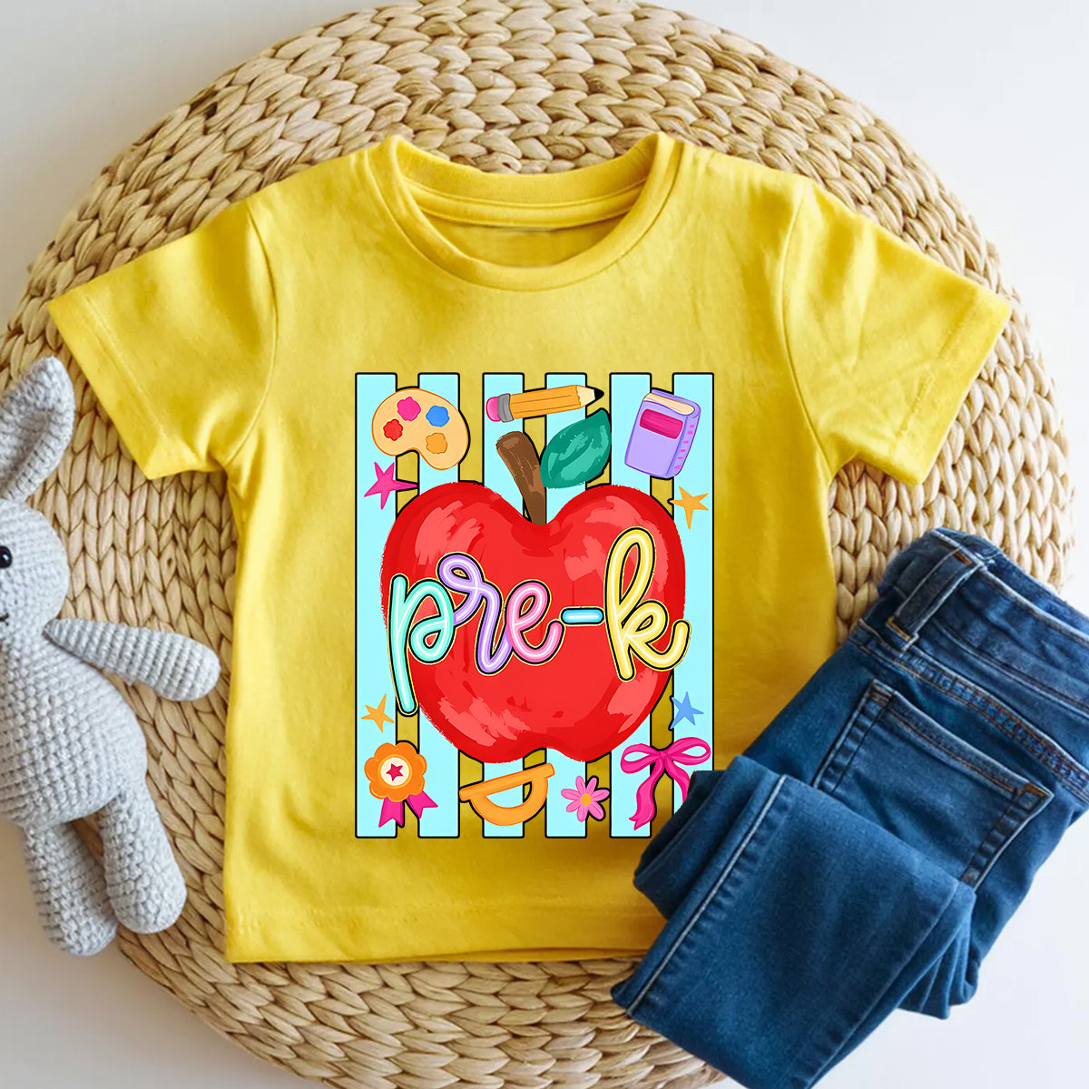 Personalized Grade Apple School Supply Pre-School Toddler T-shirts
