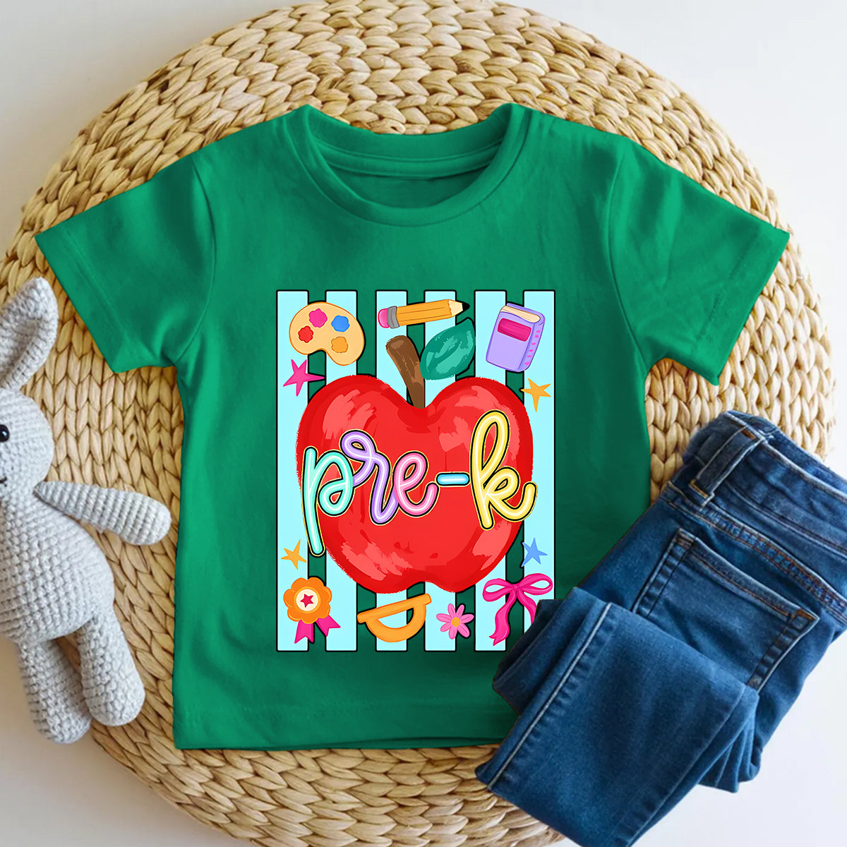 Personalized Grade Apple School Supply Pre-School Toddler T-shirts