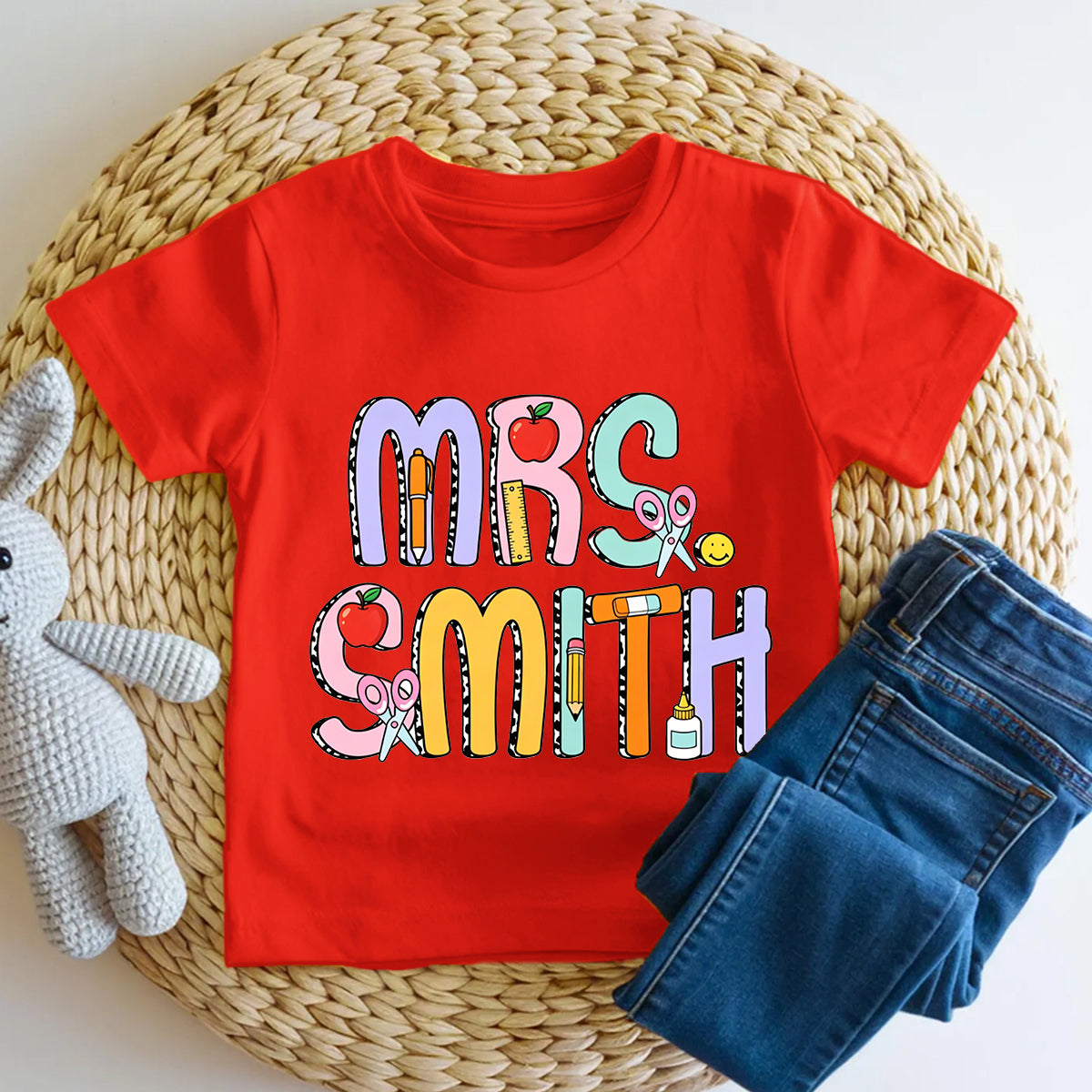 Personalized Name Pencils Apples And Teaching Toddler T-shirts