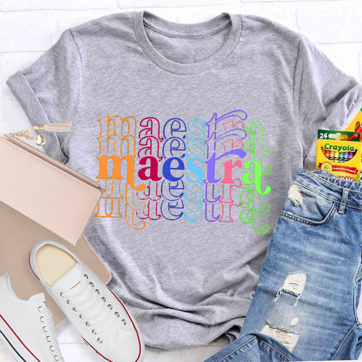 Maestra Colorful Letters Teacher T-Shirt