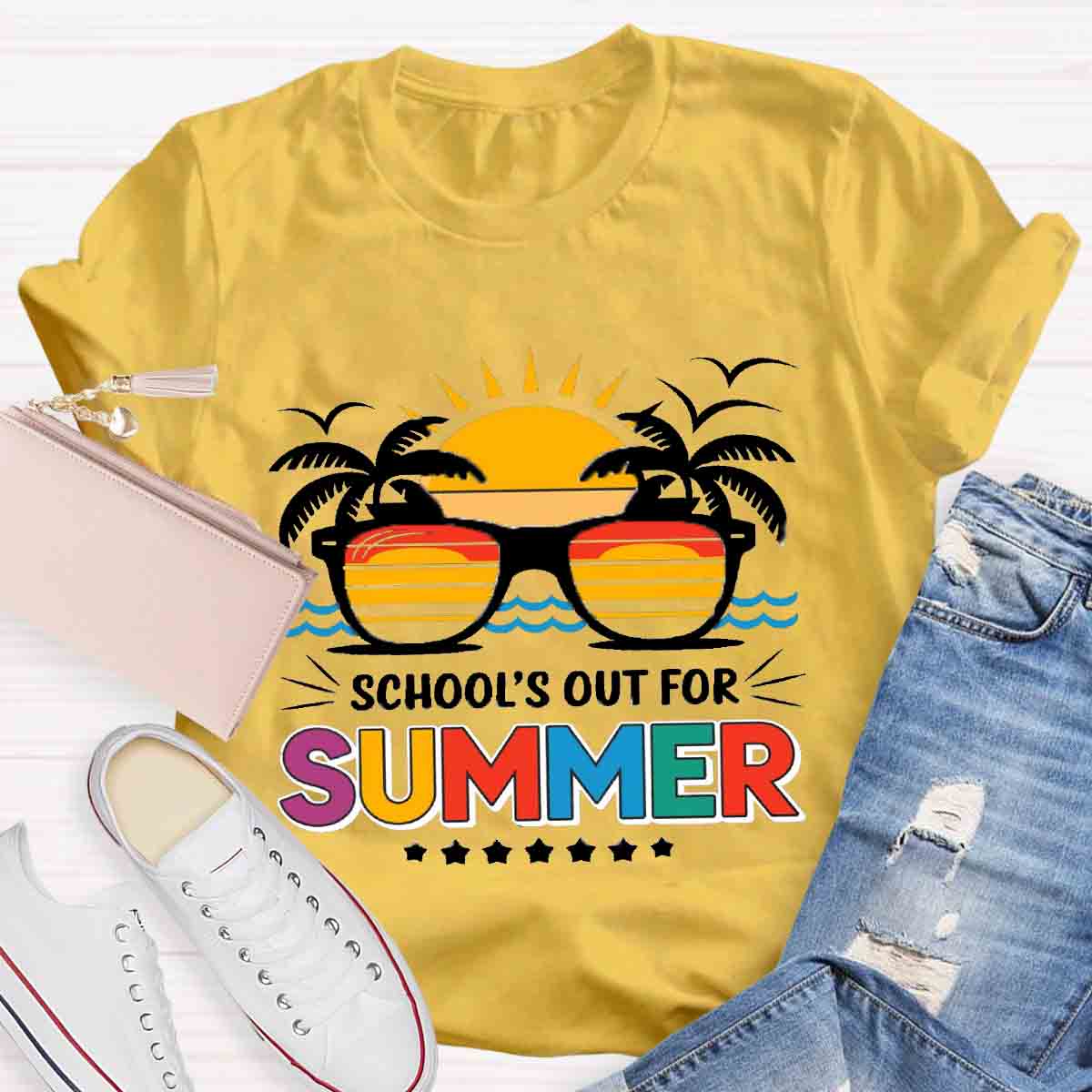 School's Out For Summer Sunglasses T-Shirt