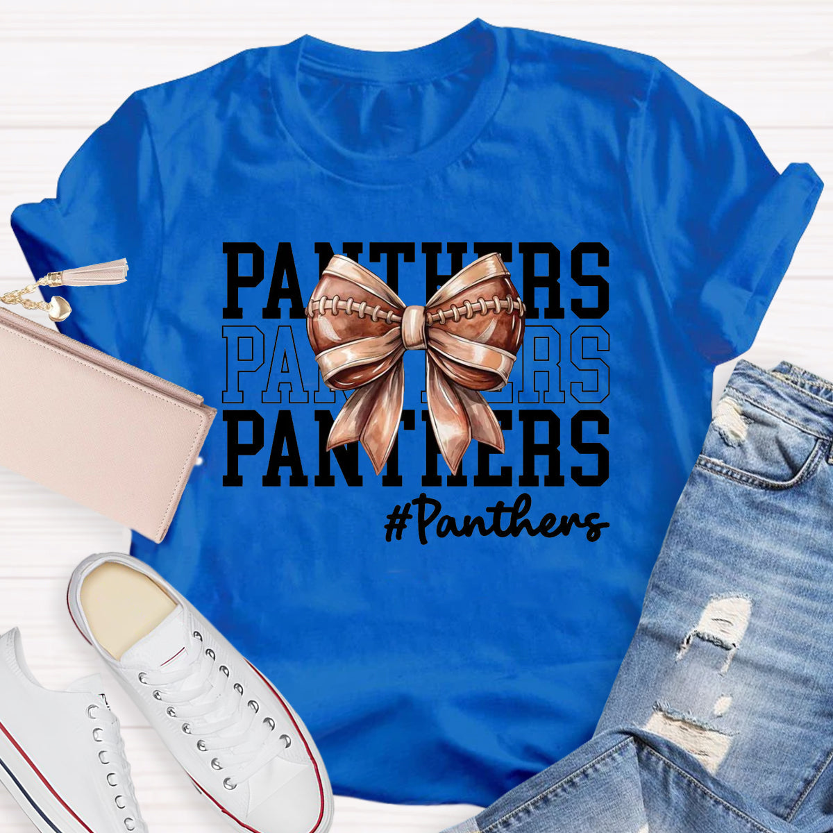 Cheer Mascot Panthers Bow T-Shirt