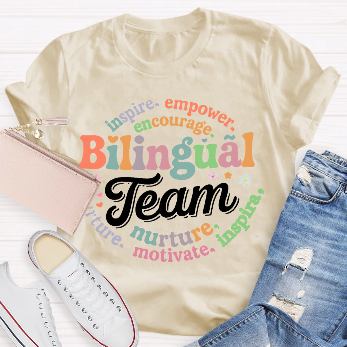 Bilingual Team Inspire Empower Encourage Nurture Motivate T-shirt