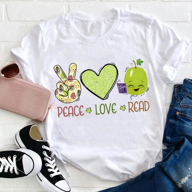 Peace Love Read Teacher T-Shirt