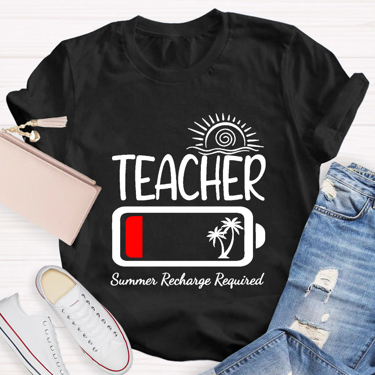 Summer Recharge Required Teacher T-Shirt