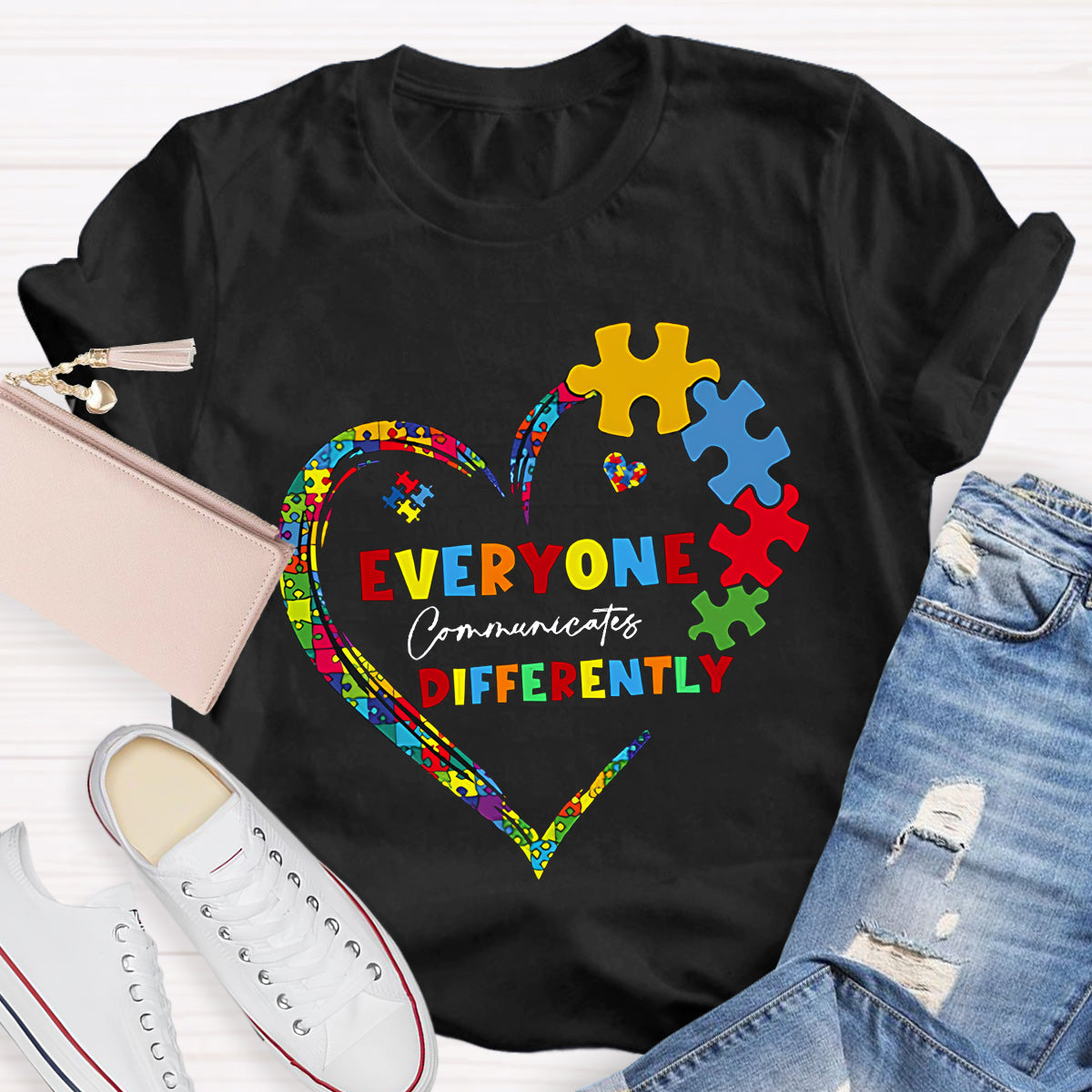 Everyone Communicates Differently Teacher T-Shirt