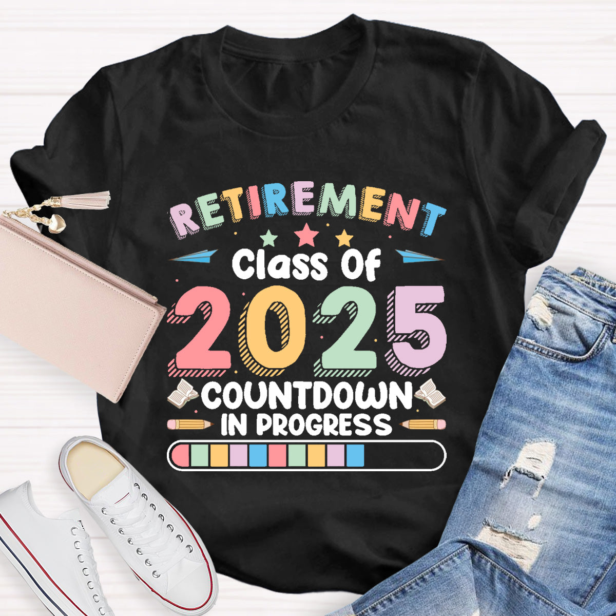 Personalized Year Countdown In Progress Teacher T-Shirt