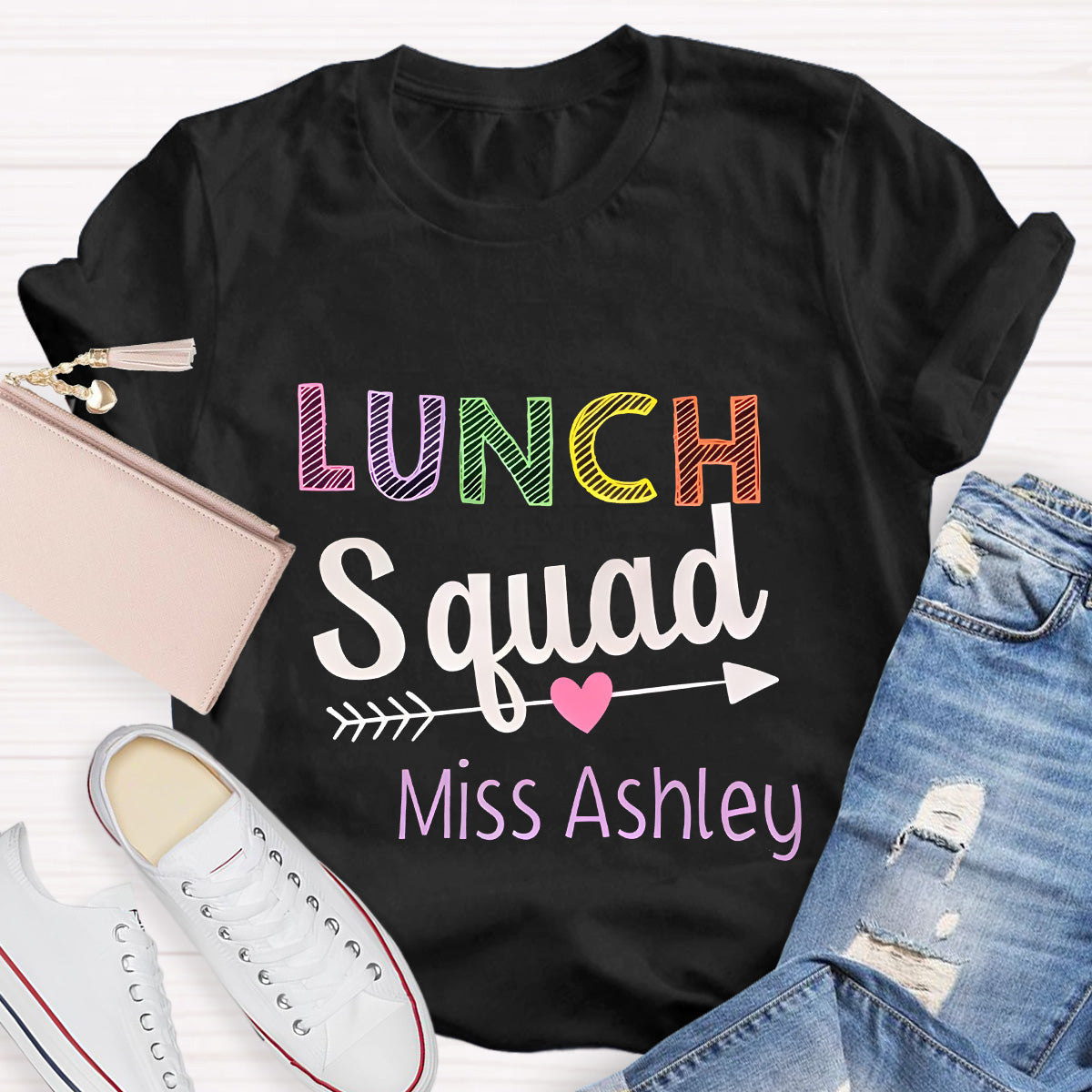 Personalized Name Lunch Squad Teacher T-Shirt