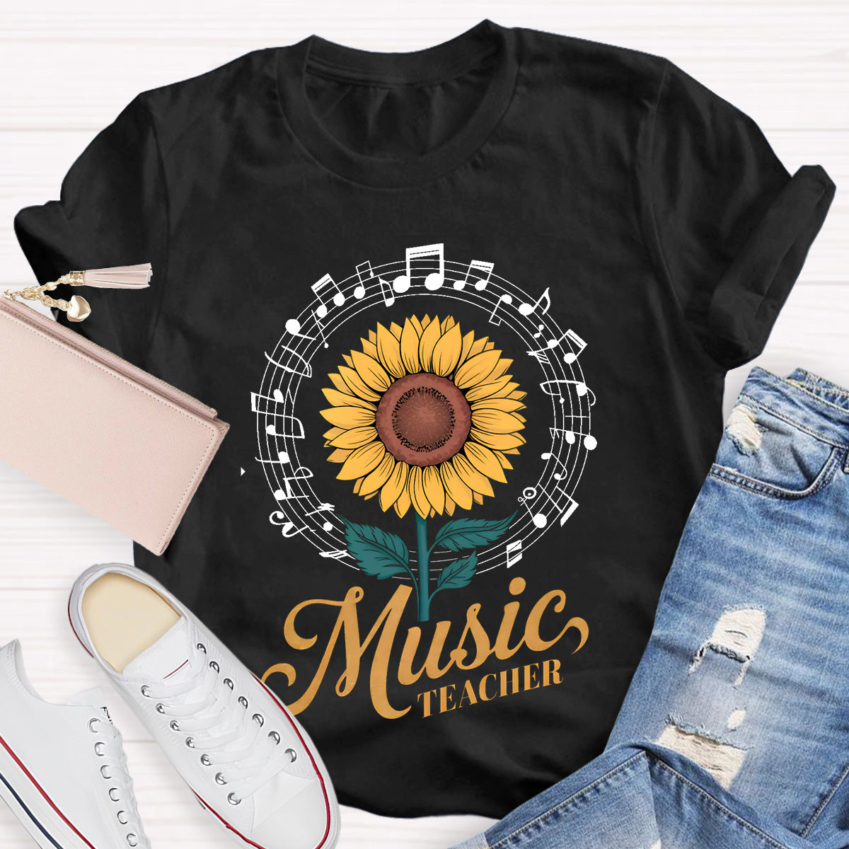 Music Teacher Sunflower Teacher T-Shirt