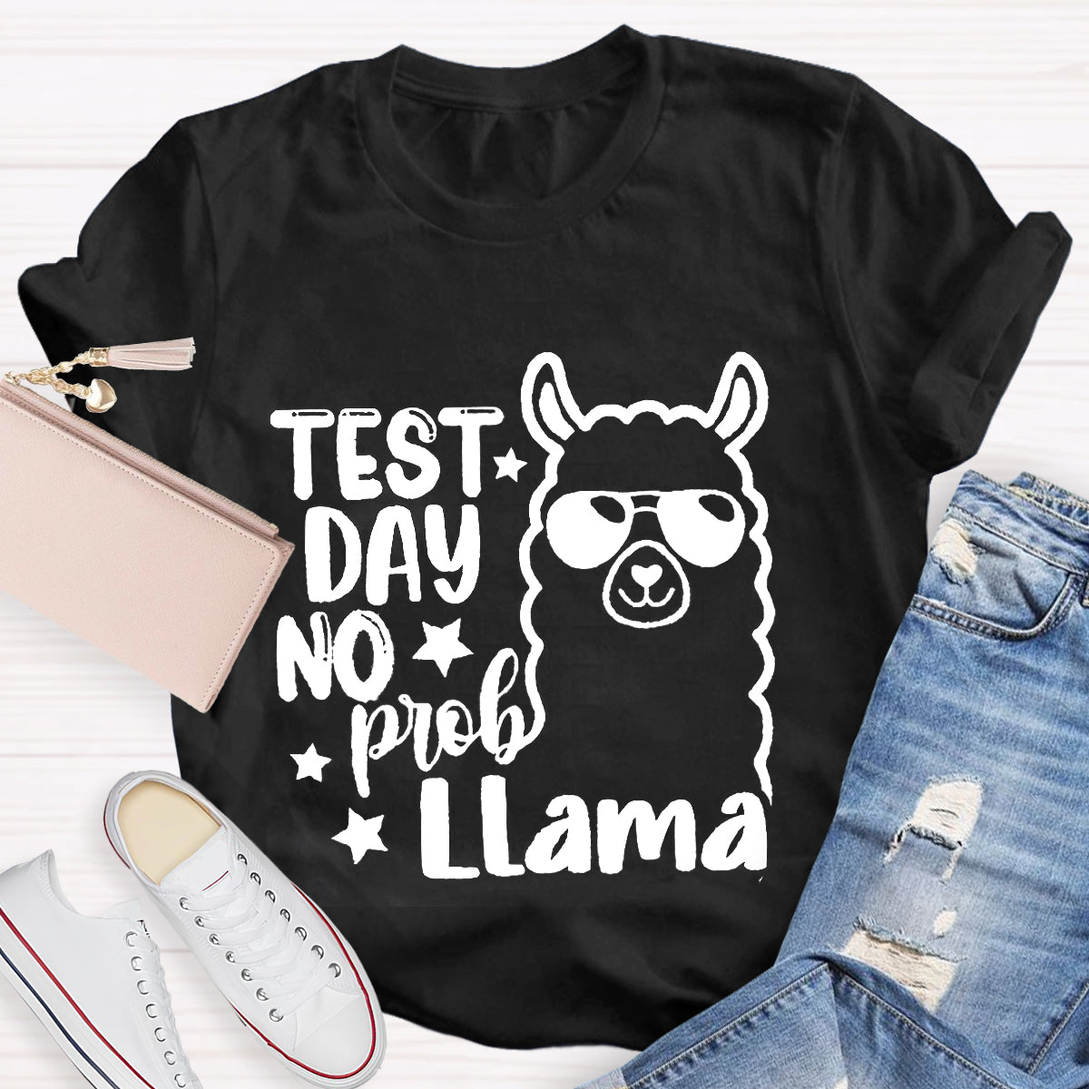 Test Day No Prob Llama Teacher T-Shirt