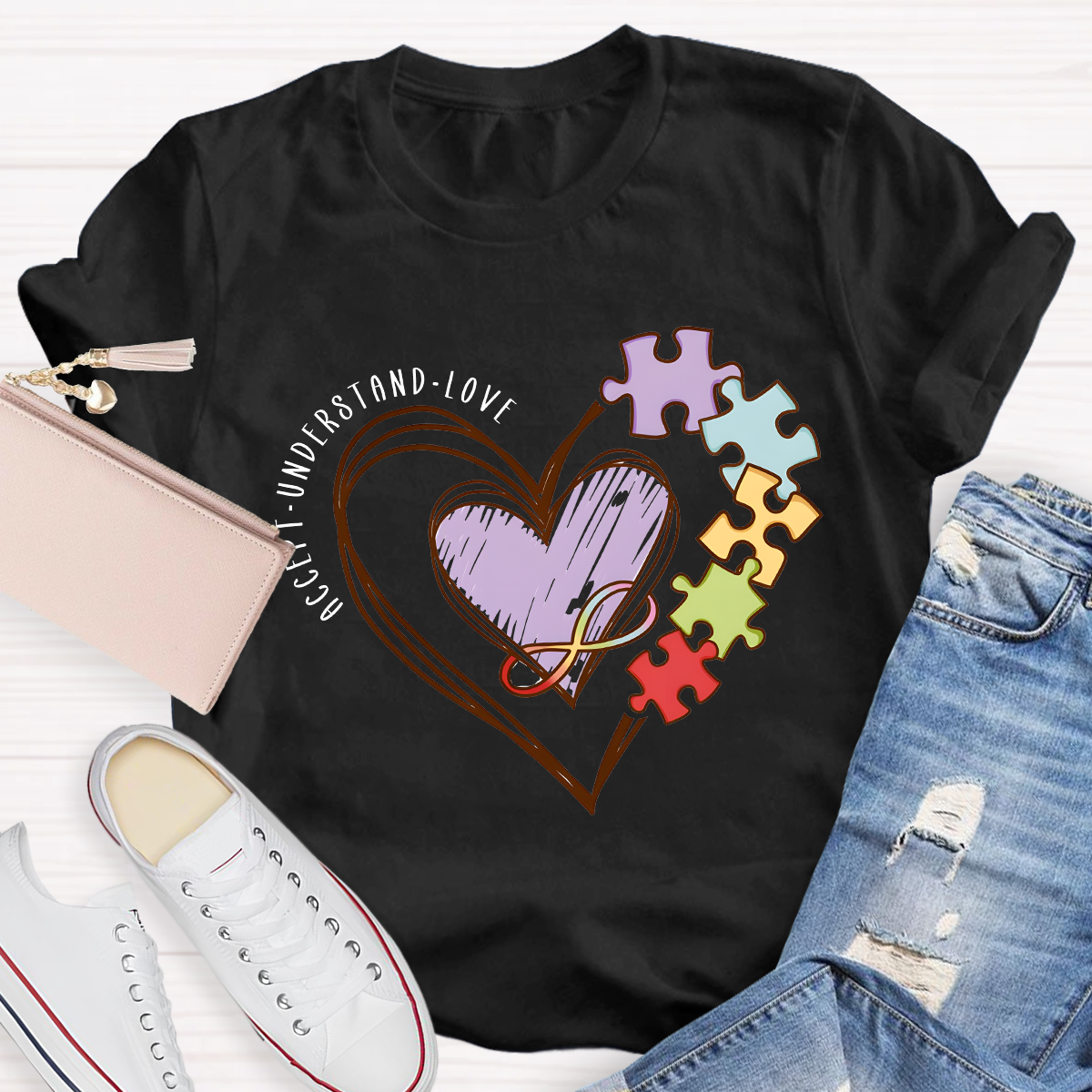 Accept Understand Love Puzzle Teacher T-Shirt