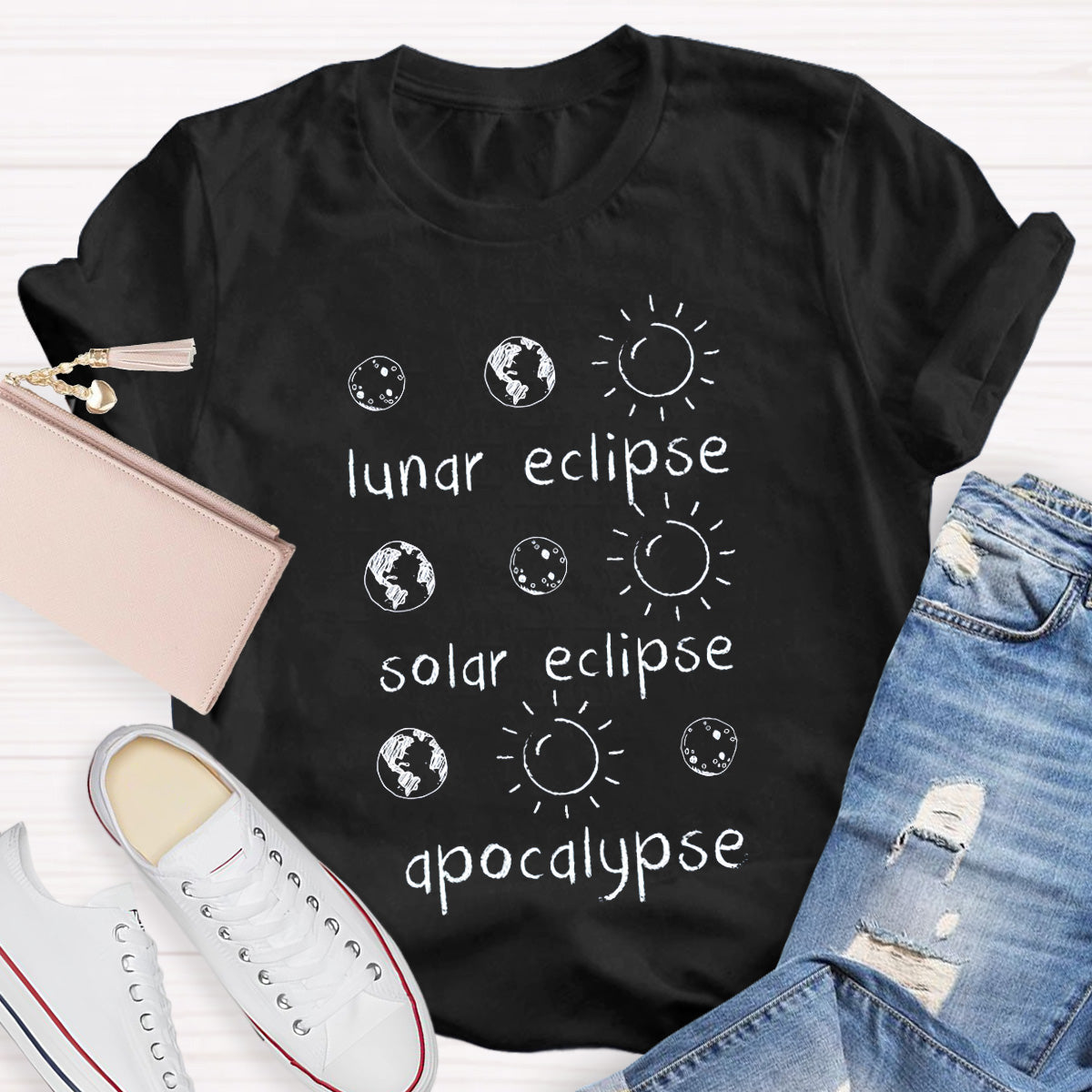 Lunar Eclipse Solar Eclipse Apocalypse Funny Science Teacher T-Shirt