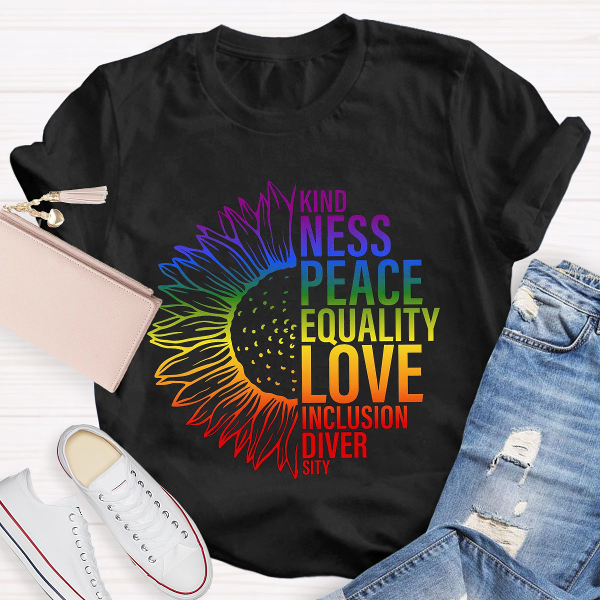 Kind Peace Love Teacher T-Shirt
