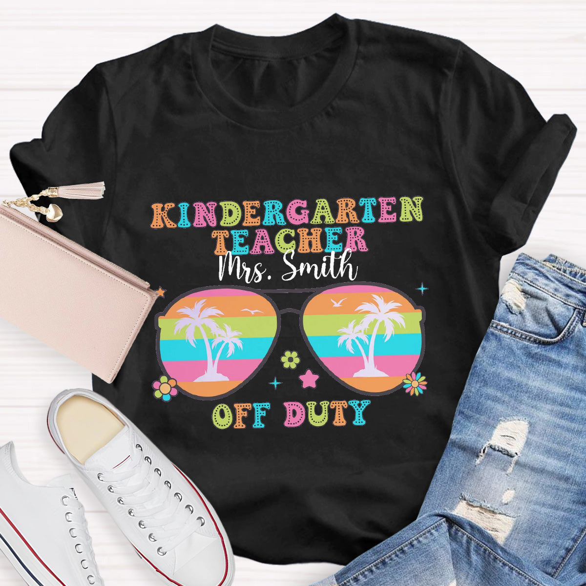 Personalized Name And Grade Off Duty Teacher T-Shirt