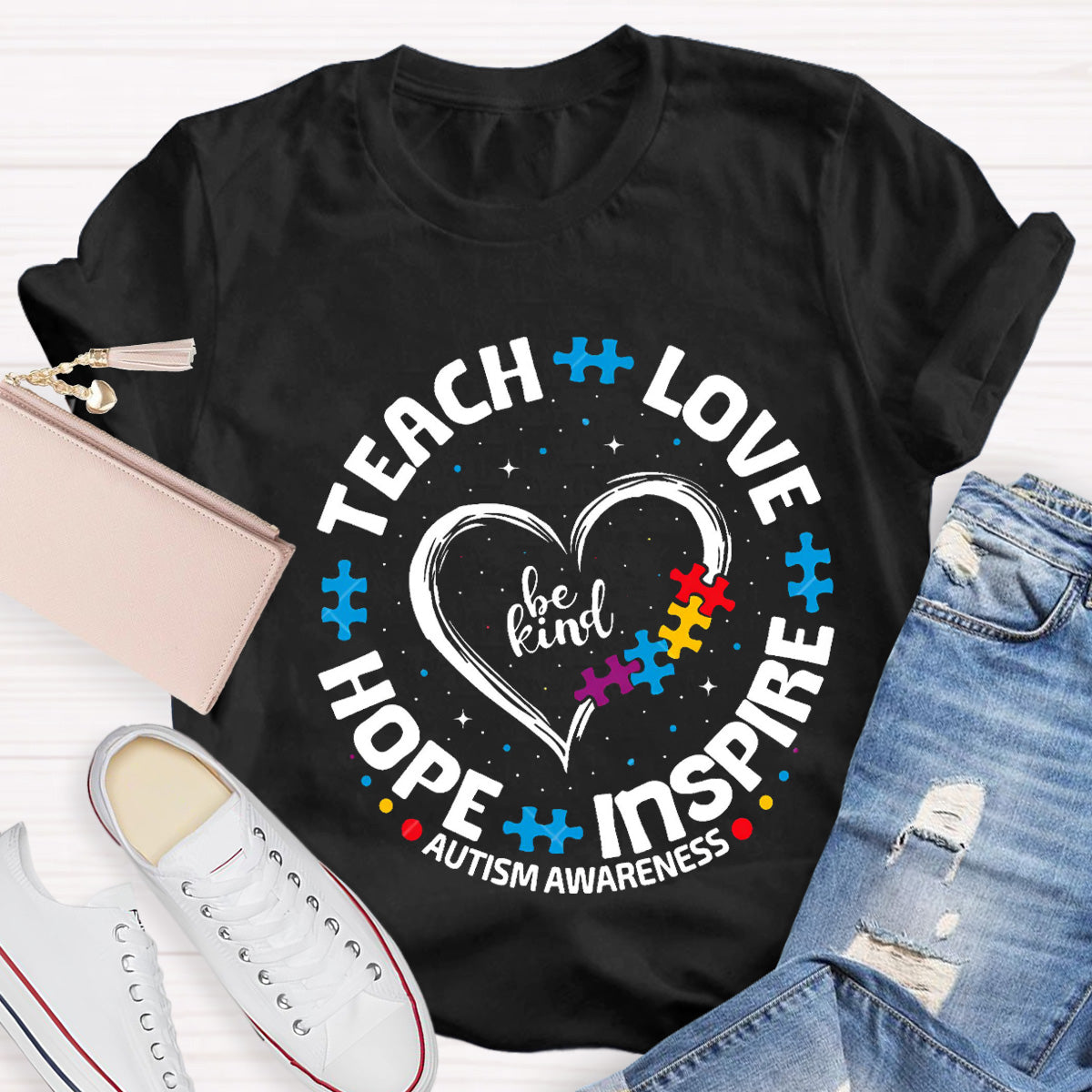 Be Kind Teach Love Hope Heart Teacher T-Shirt