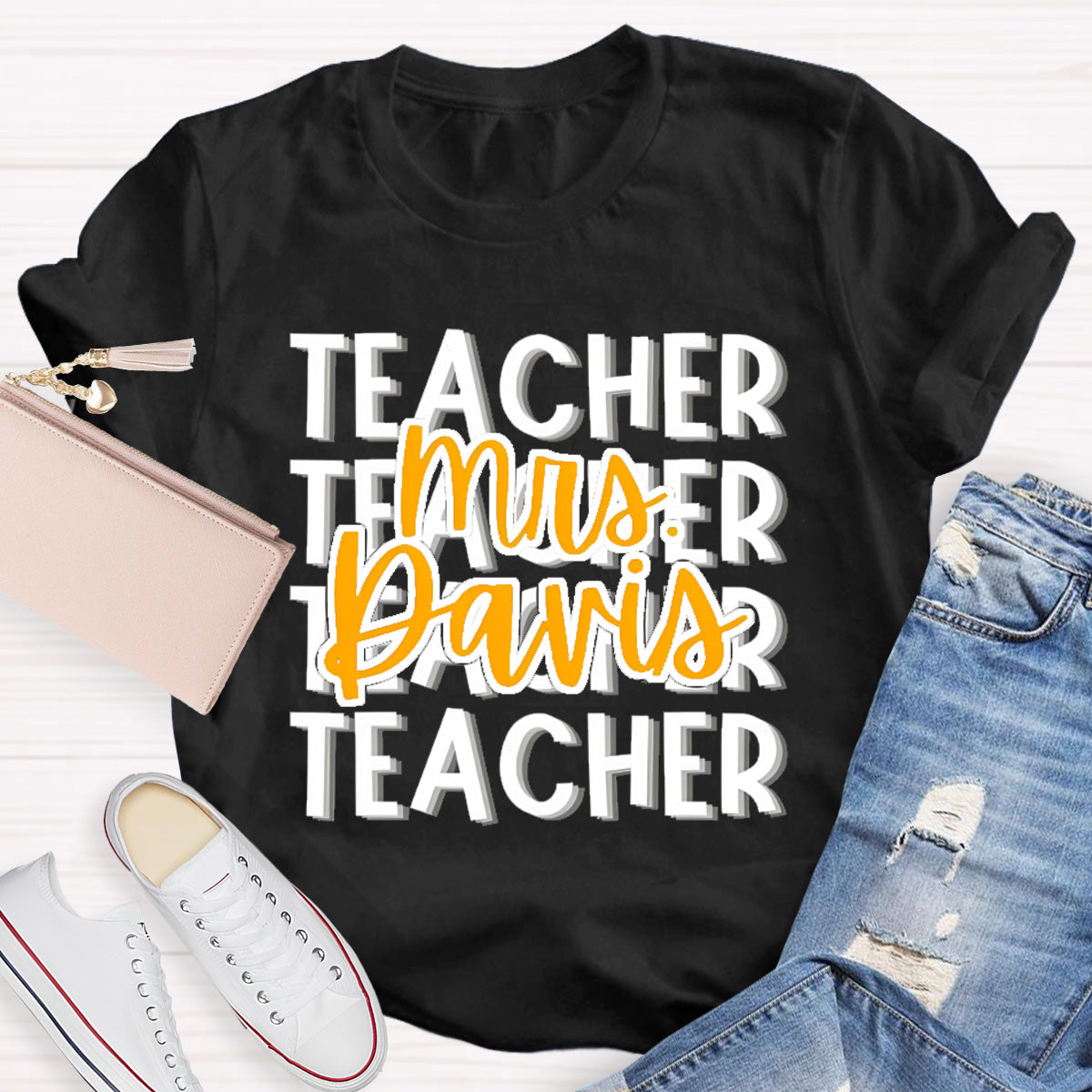 Personalized Name Mrs Davir Teacher T-Shirt