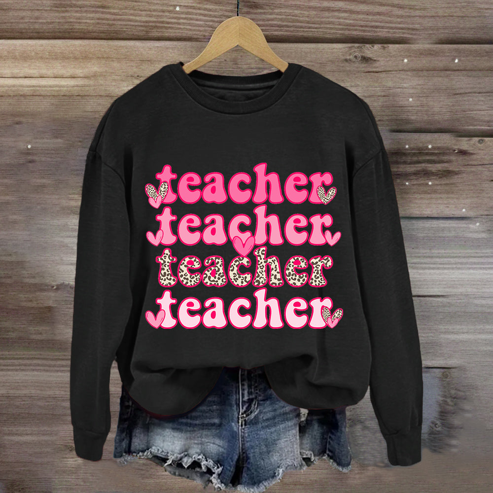 Valentine's Day Pink Teacher Sweatshirt