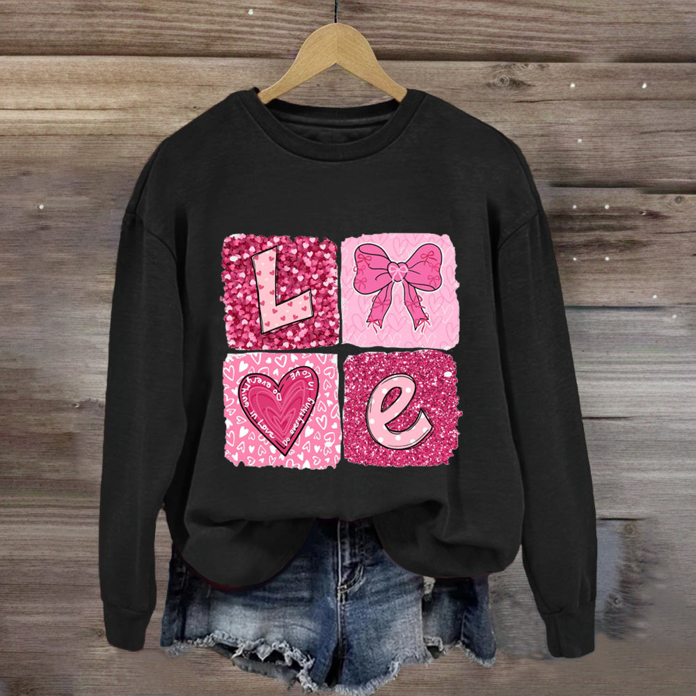 Pink Glitter Love Sweatshirt