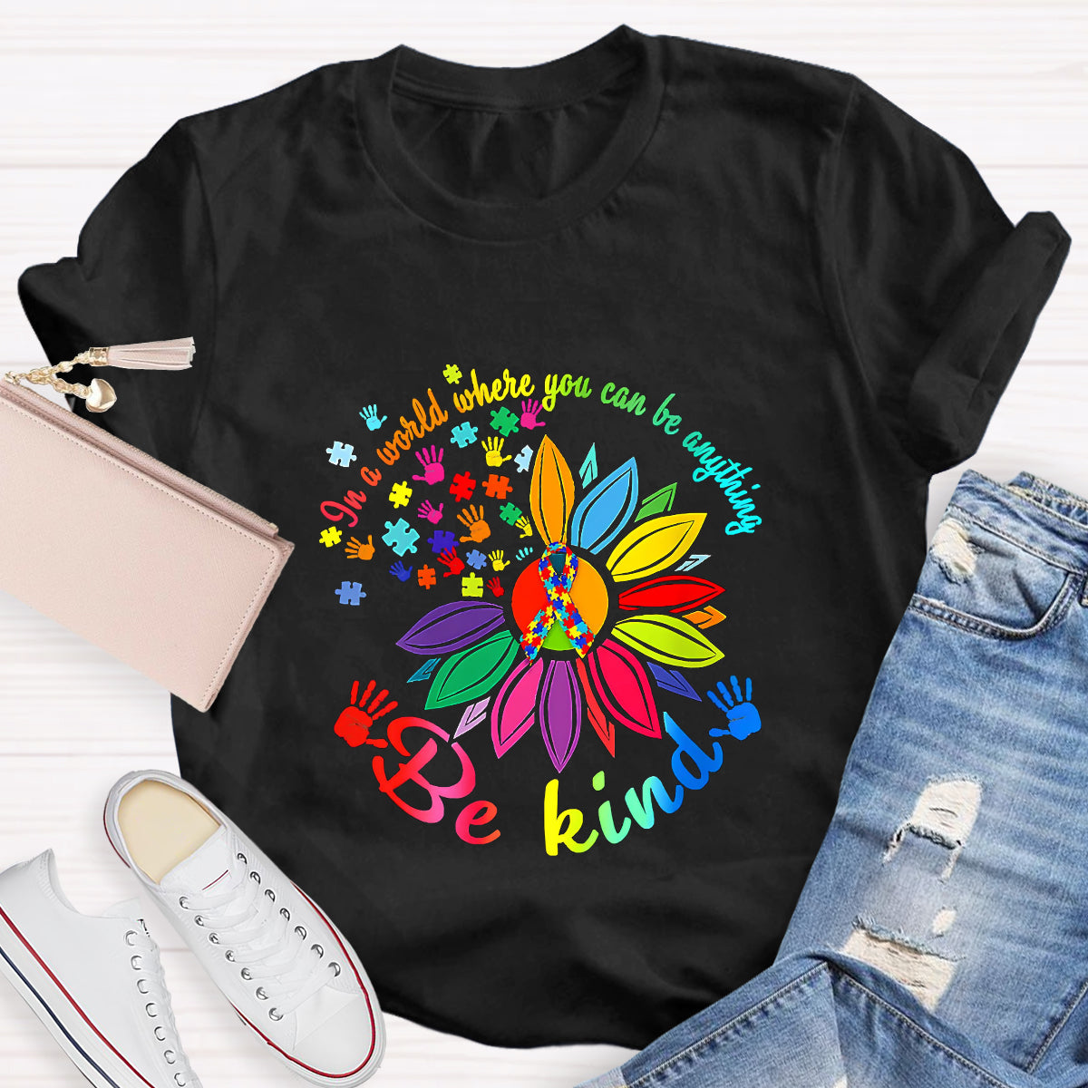 Be Kind Infinite symbol Sunflower Teacher T-Shirt