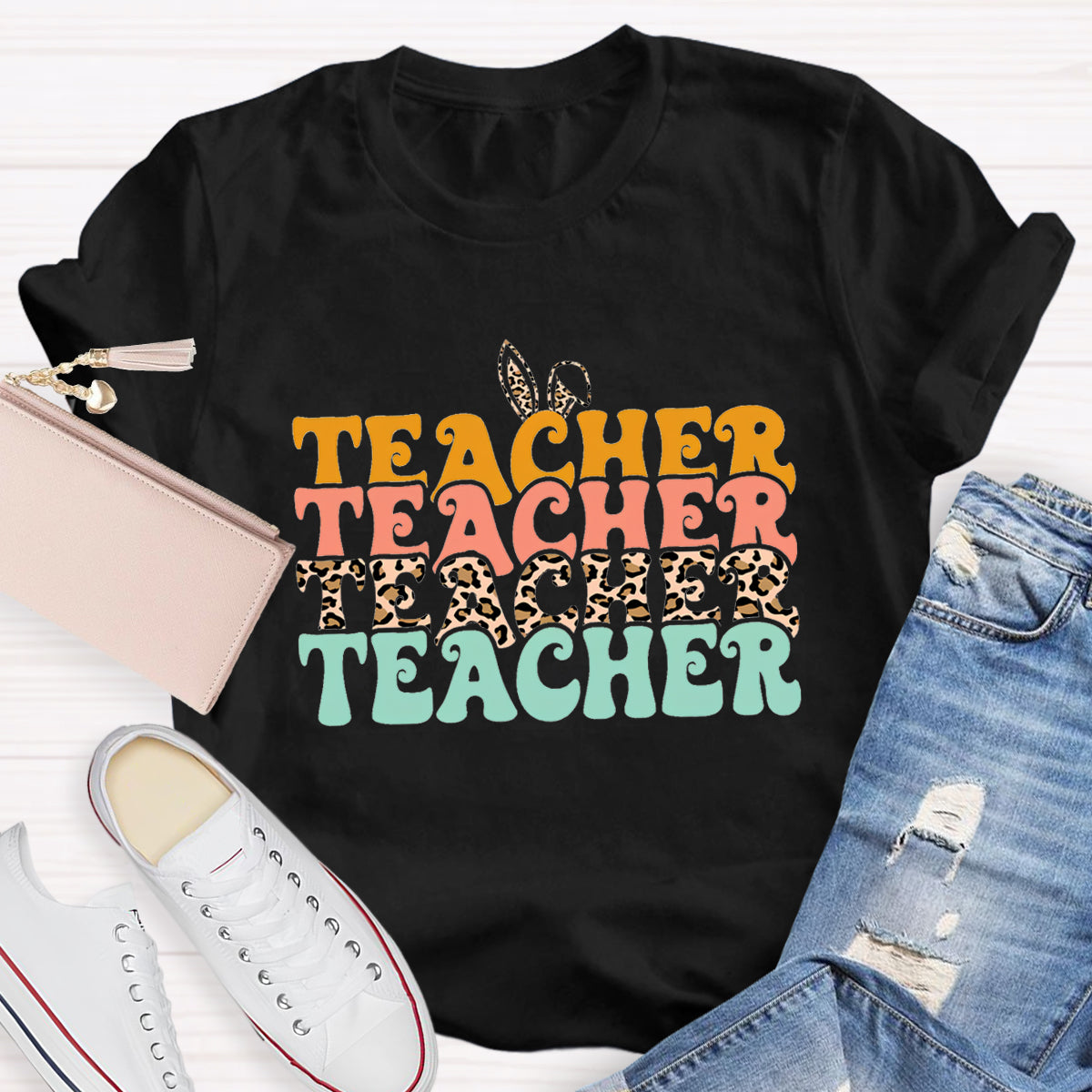 Easter Leopard Easter Teacher T-Shirt
