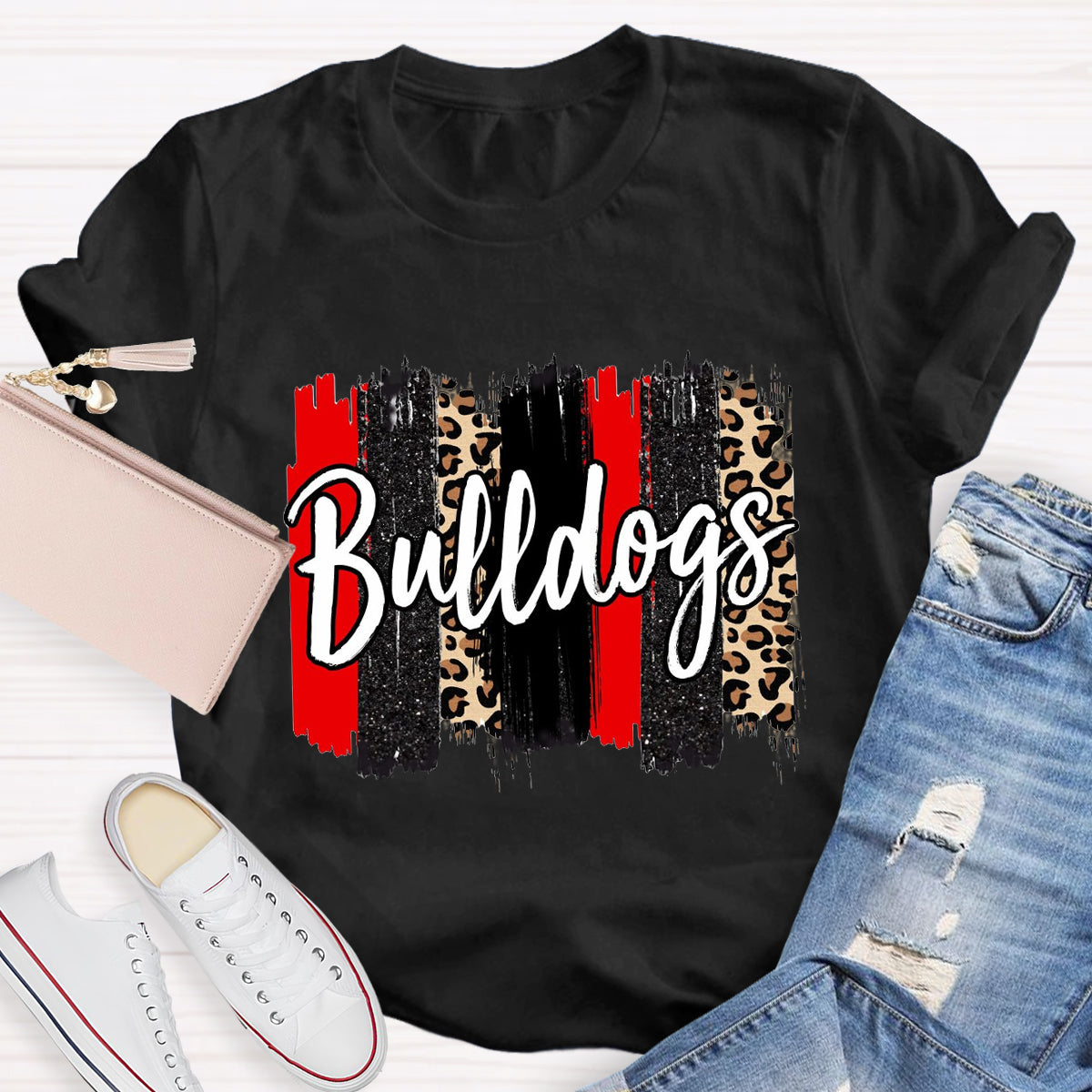 Personalized Team Mascot Red Leopard Teacher T-Shirt