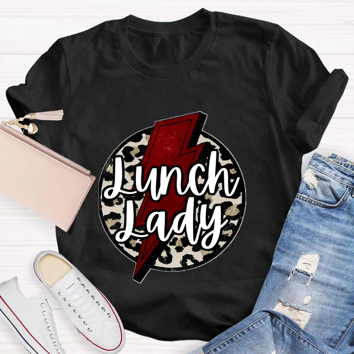 Leopard Printed Lunch lady T-Shirt