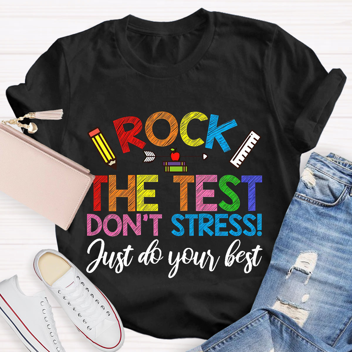 Rock The Test Don't Stress Teacher T-Shirt