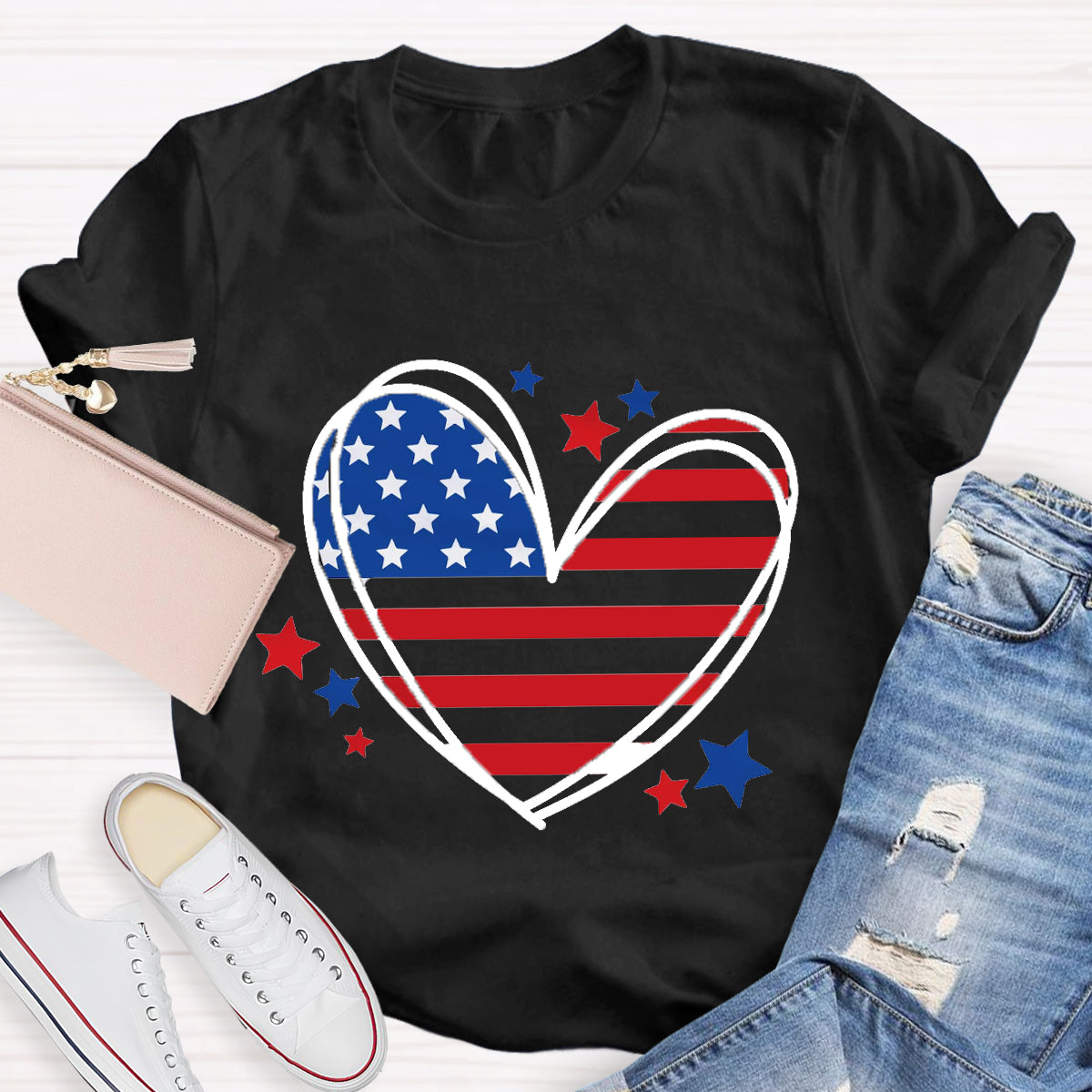 Love Heart USA Teacher T-Shirt