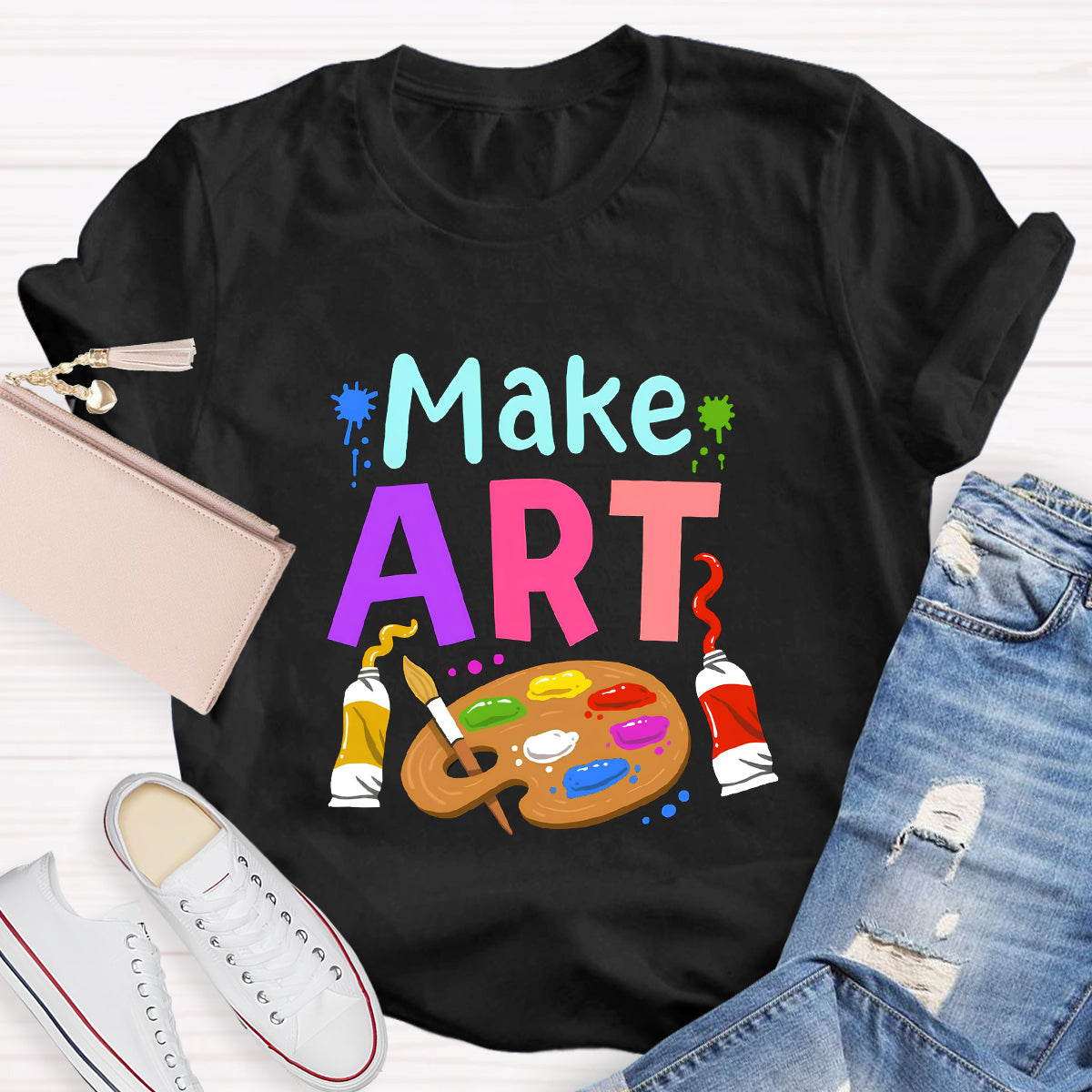 Make Art Color Palette Teacher T-Shirt