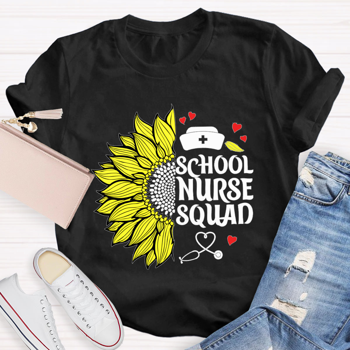 School Nurse Squad Sunflower T-Shirt