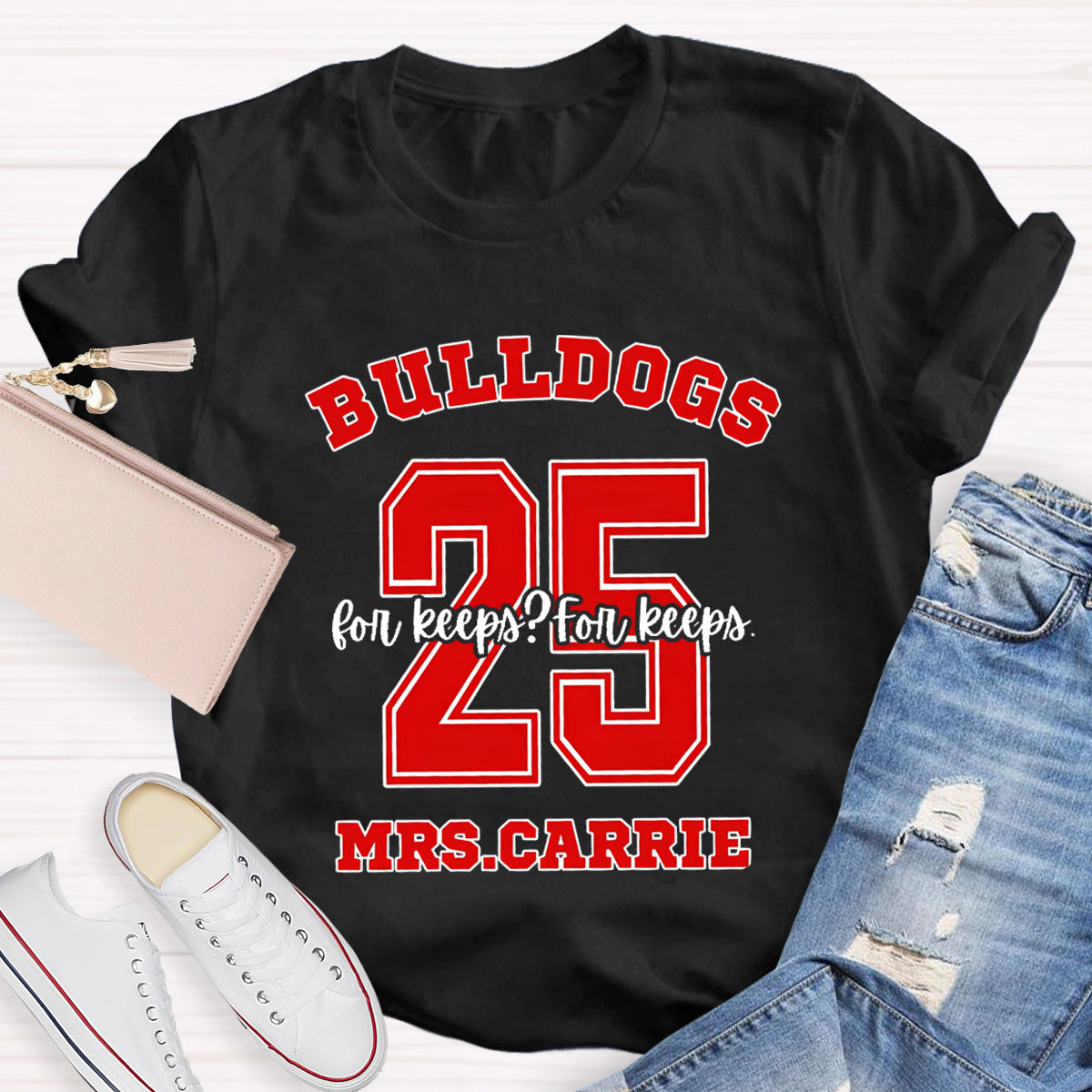 Personalized Name Mascot And Number Teacher T-Shirt