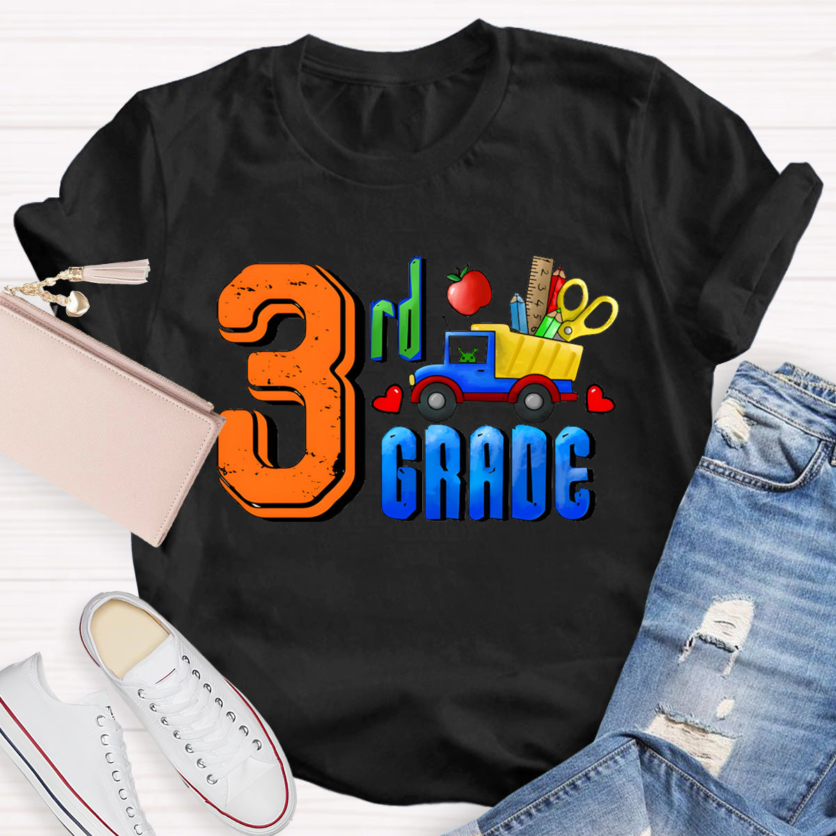Personalized Grade Truck With Teacher's Tool  2nd Grade Teacher T-Shirt