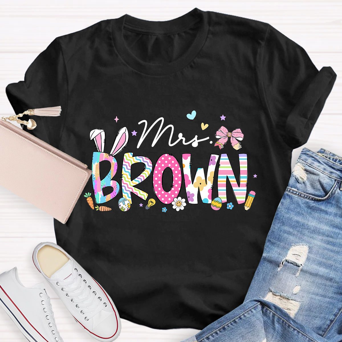 Personalized Easter Teacher Name Mrs Brown T-Shirt